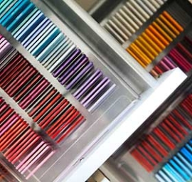 Drawer full of color chip samples